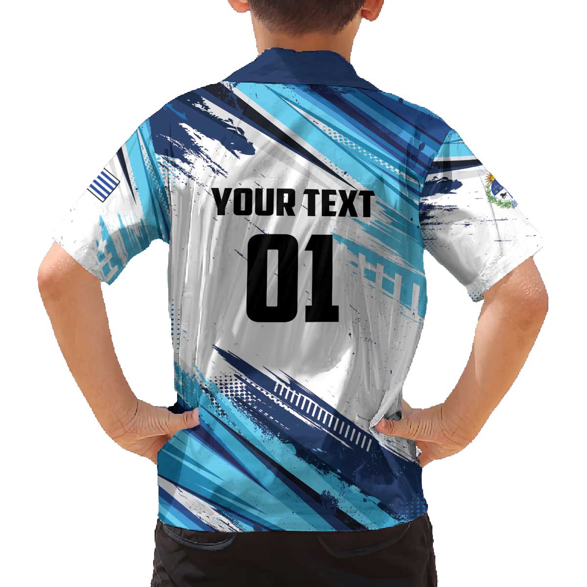 Uruguay Basketball Custom Family Matching Off The Shoulder Long Sleeve Dress and Hawaiian Shirt Charruas Go Champion