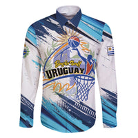Uruguay Basketball Custom Family Matching Off The Shoulder Long Sleeve Dress and Hawaiian Shirt Charruas Go Champion