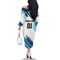 Uruguay Basketball Custom Family Matching Off The Shoulder Long Sleeve Dress and Hawaiian Shirt Charruas Go Champion