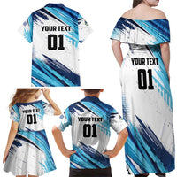 Uruguay Basketball Custom Family Matching Off Shoulder Maxi Dress and Hawaiian Shirt Charruas Go Champion