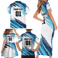 Uruguay Basketball Custom Family Matching Short Sleeve Bodycon Dress and Hawaiian Shirt Charruas Go Champion