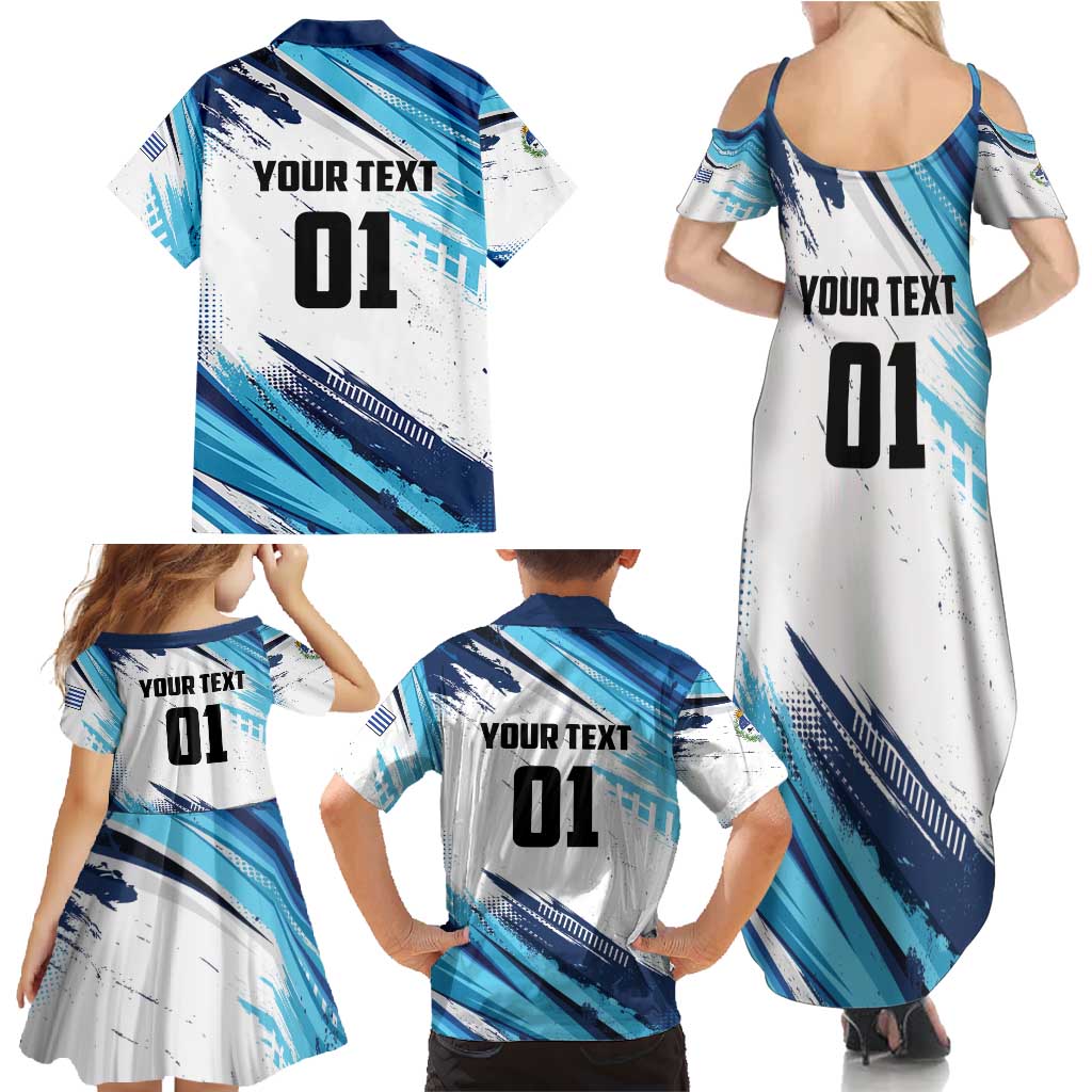 Uruguay Basketball Custom Family Matching Summer Maxi Dress and Hawaiian Shirt Charruas Go Champion