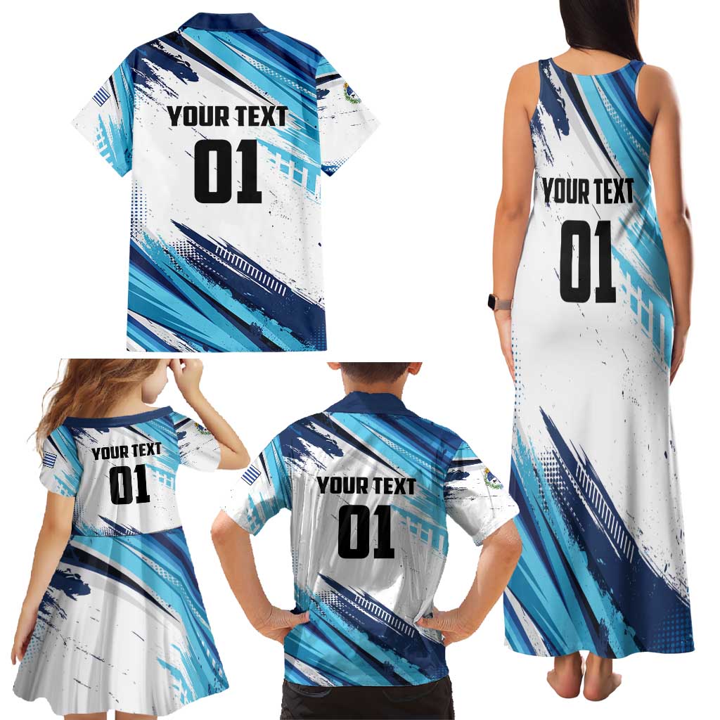 Uruguay Basketball Custom Family Matching Tank Maxi Dress and Hawaiian Shirt Charruas Go Champion