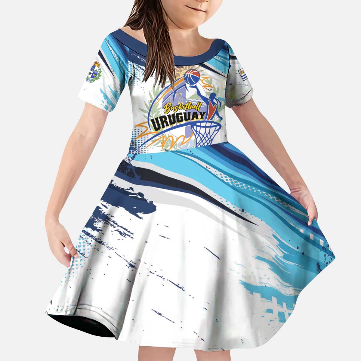 Uruguay Basketball Custom Kid Short Sleeve Dress Charruas Go Champion