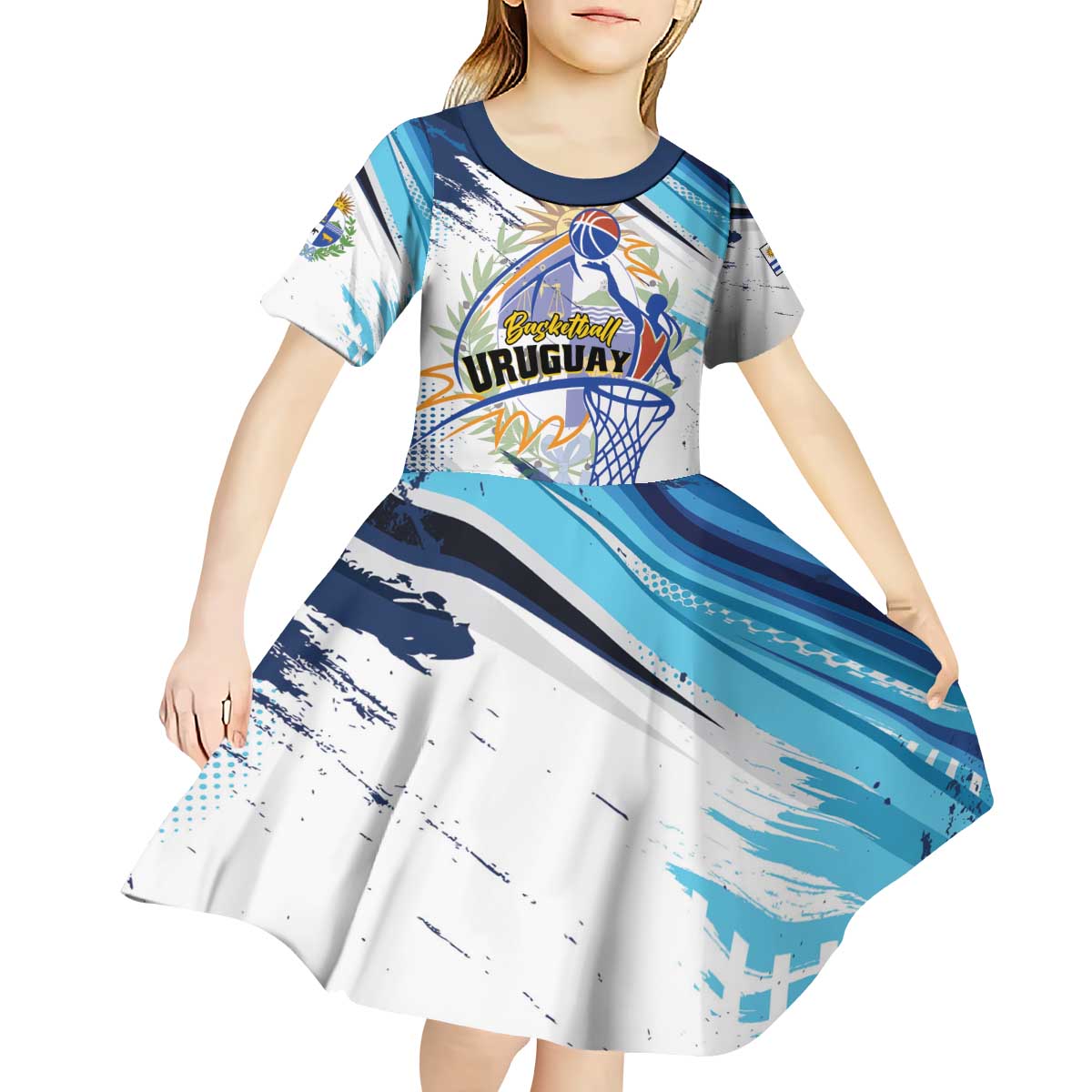 Uruguay Basketball Custom Kid Short Sleeve Dress Charruas Go Champion