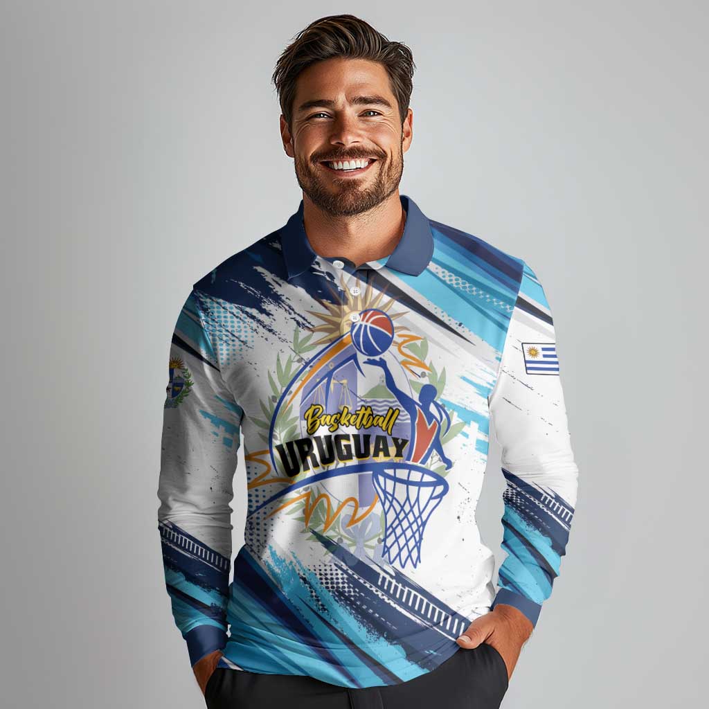 Uruguay Basketball Custom Long Sleeve Polo Shirt Charruas Go Champion
