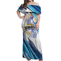 Uruguay Basketball Custom Off Shoulder Maxi Dress Charruas Go Champion