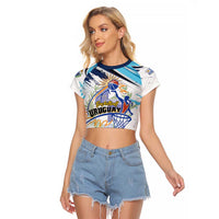 Uruguay Basketball Custom Raglan Cropped T Shirt Charruas Go Champion