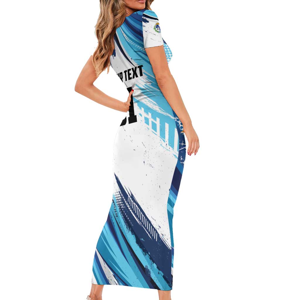 Uruguay Basketball Custom Short Sleeve Bodycon Dress Charruas Go Champion