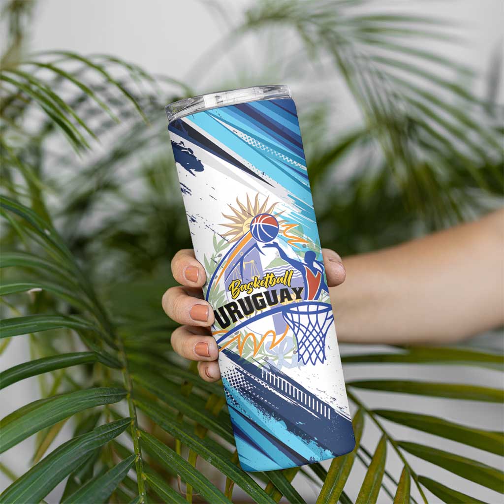 Uruguay Basketball Custom Skinny Tumbler Charruas Go Champion