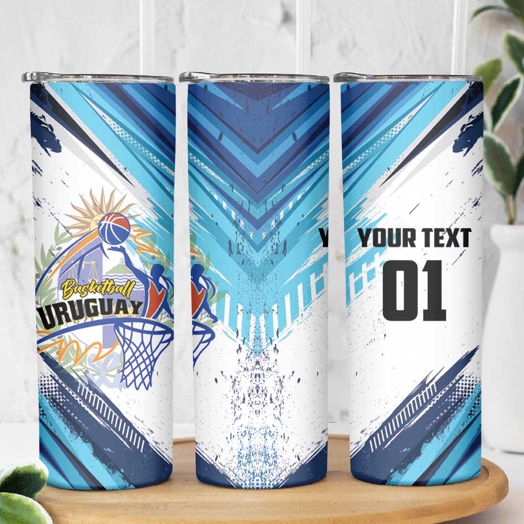 Uruguay Basketball Custom Skinny Tumbler Charruas Go Champion