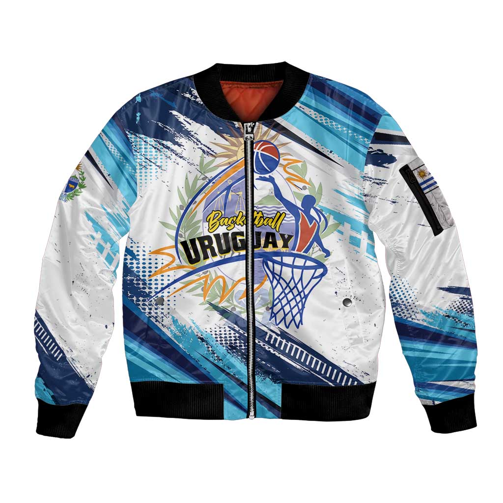 Uruguay Basketball Custom Sleeve Zip Bomber Jacket Charruas Go Champion