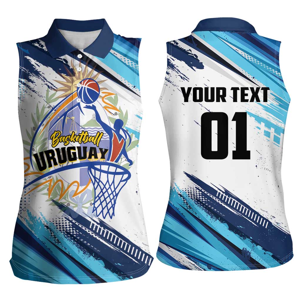 Uruguay Basketball Custom Women Sleeveless Polo Shirt Charruas Go Champion
