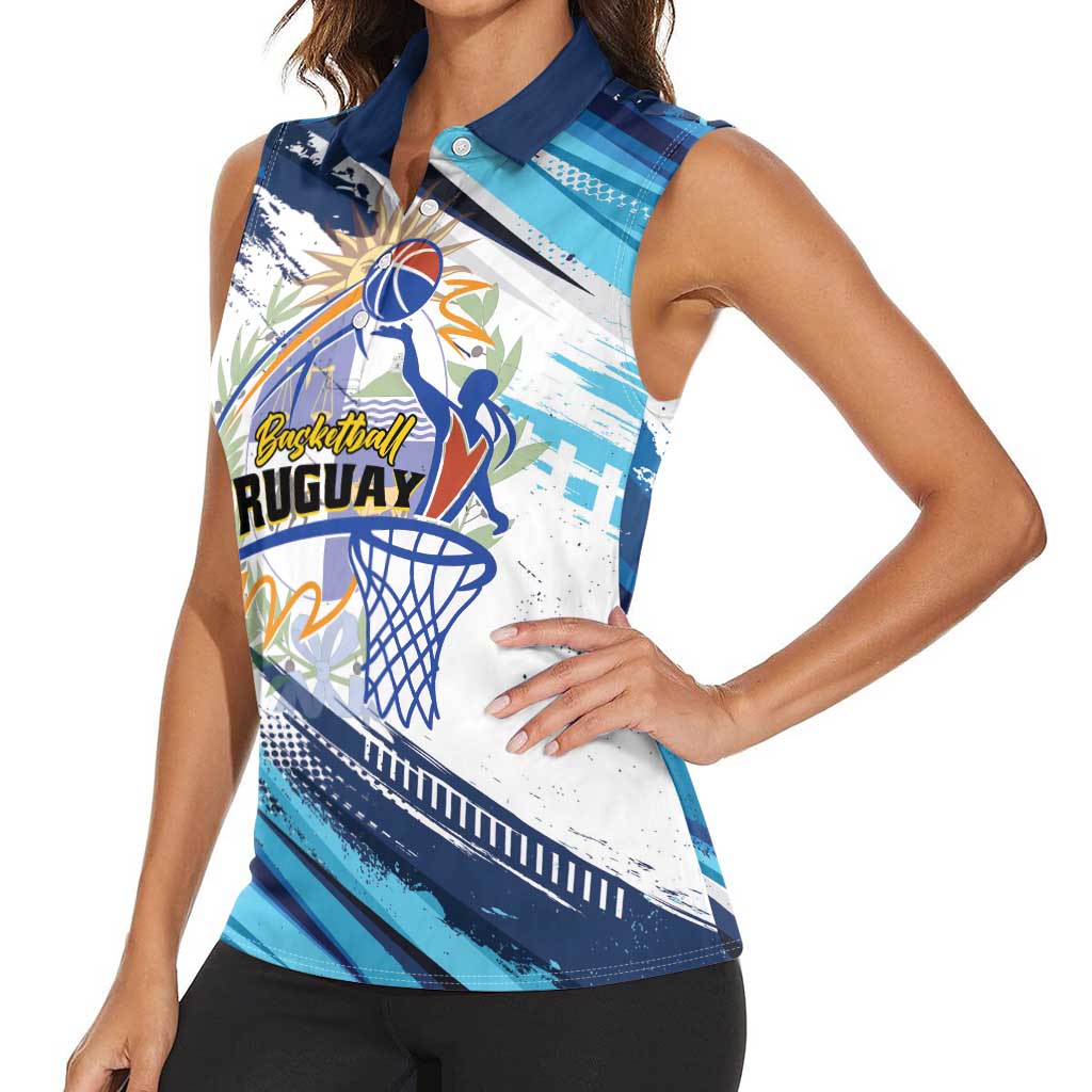 Uruguay Basketball Custom Women Sleeveless Polo Shirt Charruas Go Champion