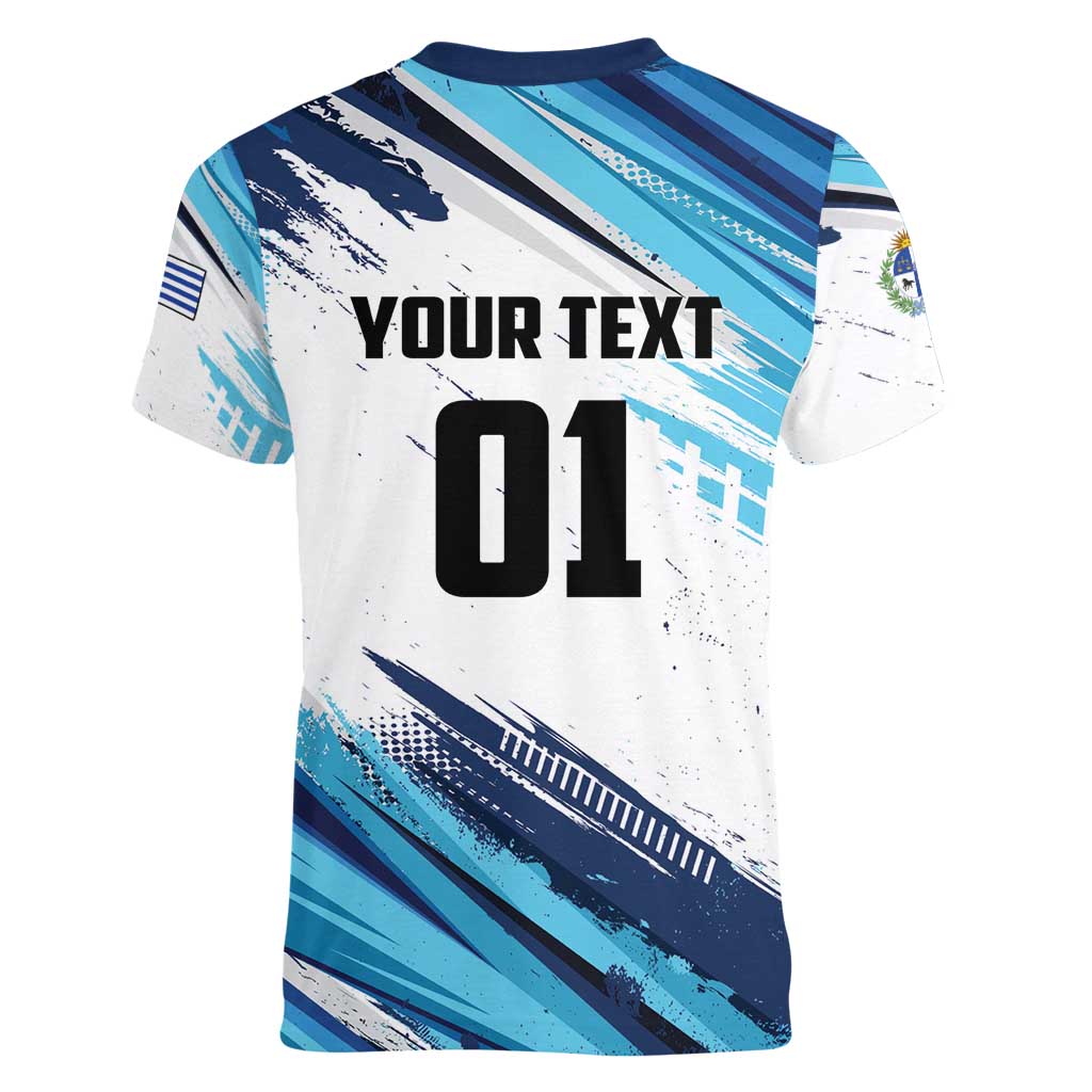 Uruguay Basketball Custom Women V-Neck T-Shirt Charruas Go Champion