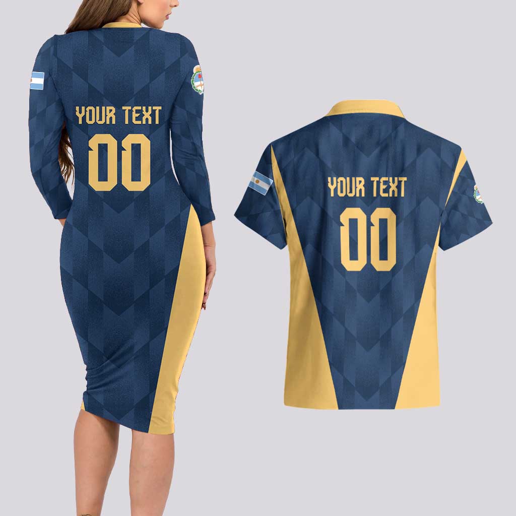 Argentina Basketball Custom Couples Matching Long Sleeve Bodycon Dress and Hawaiian Shirt Go El Alma Argentina