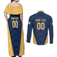 Argentina Basketball Custom Couples Matching Off Shoulder Maxi Dress and Long Sleeve Button Shirt Go El Alma Argentina