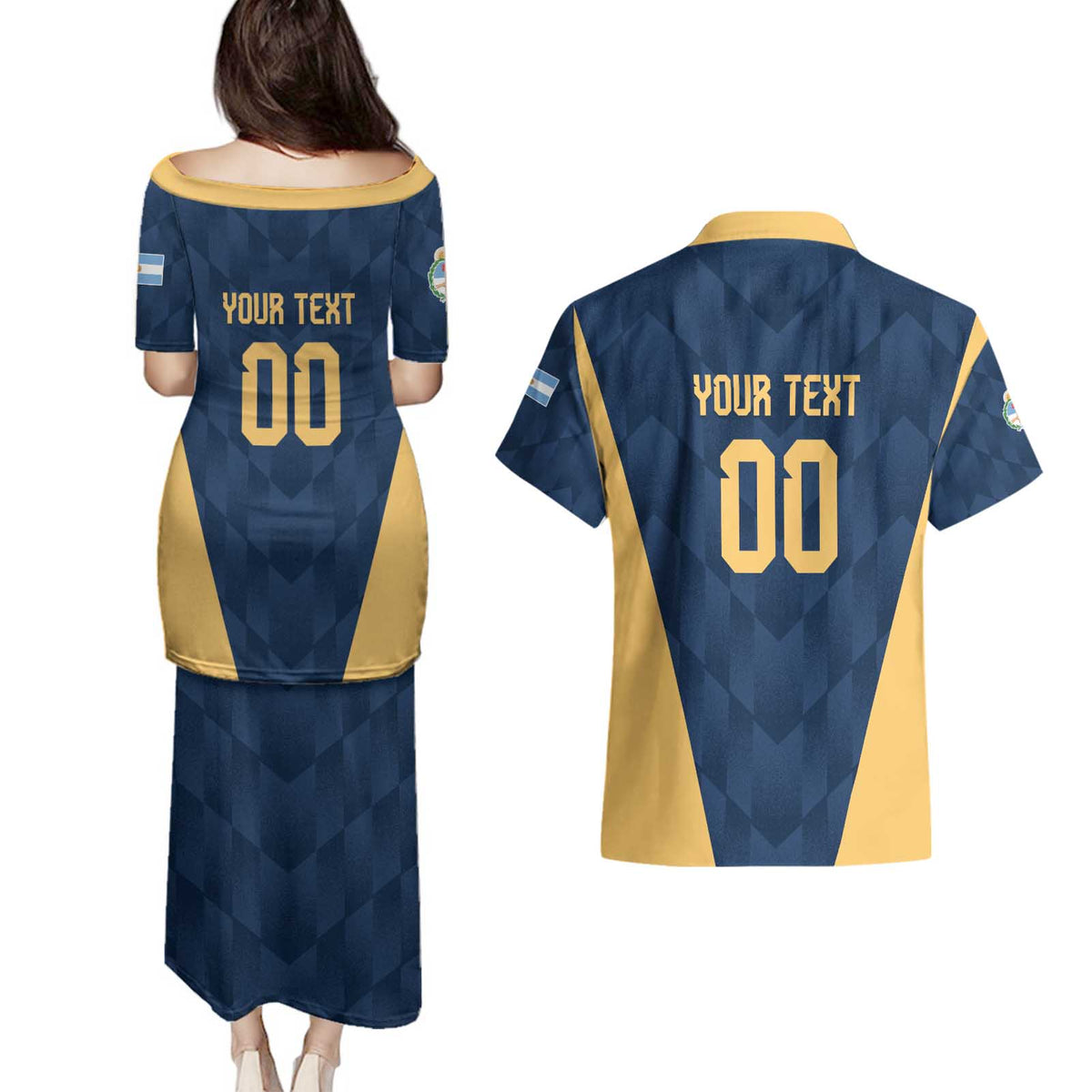 Argentina Basketball Custom Couples Matching Puletasi and Hawaiian Shirt Go El Alma Argentina