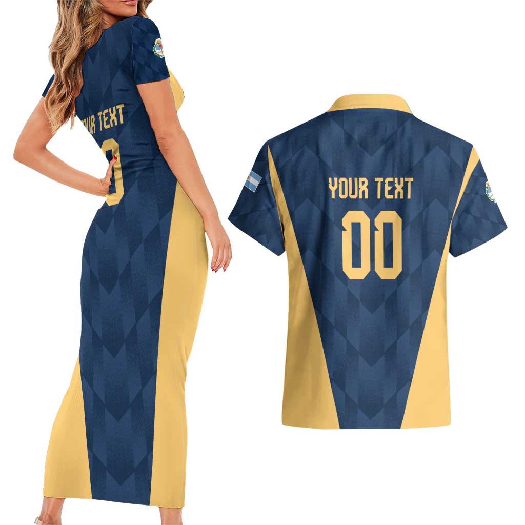 Argentina Basketball Custom Couples Matching Short Sleeve Bodycon Dress and Hawaiian Shirt Go El Alma Argentina