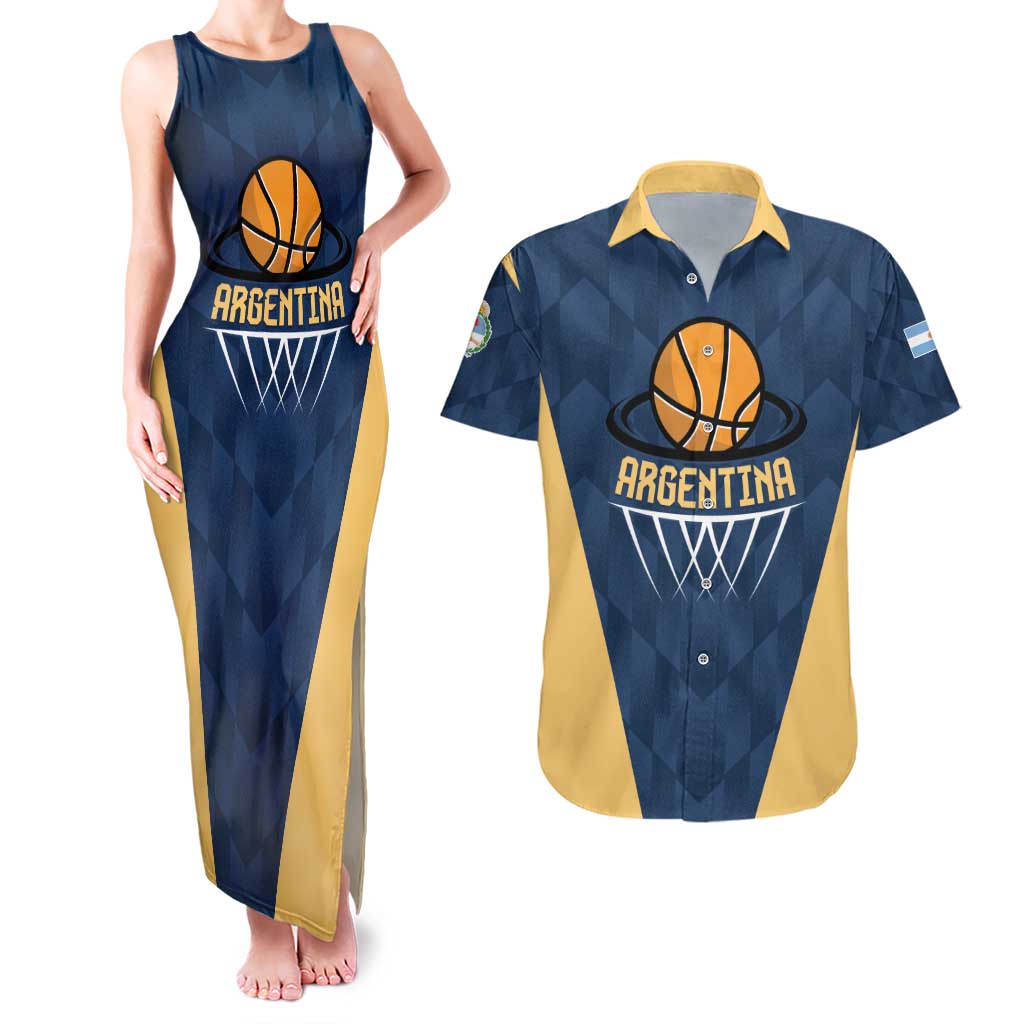 Argentina Basketball Custom Couples Matching Tank Maxi Dress and Hawaiian Shirt Go El Alma Argentina
