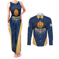 Argentina Basketball Custom Couples Matching Tank Maxi Dress and Long Sleeve Button Shirt Go El Alma Argentina