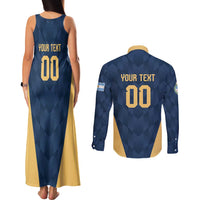 Argentina Basketball Custom Couples Matching Tank Maxi Dress and Long Sleeve Button Shirt Go El Alma Argentina