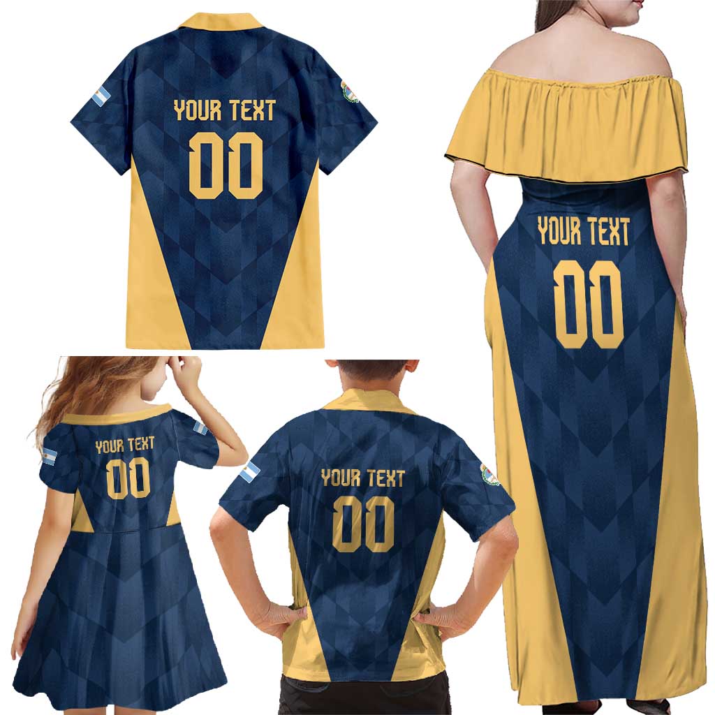 Argentina Basketball Custom Family Matching Off Shoulder Maxi Dress and Hawaiian Shirt Go El Alma Argentina