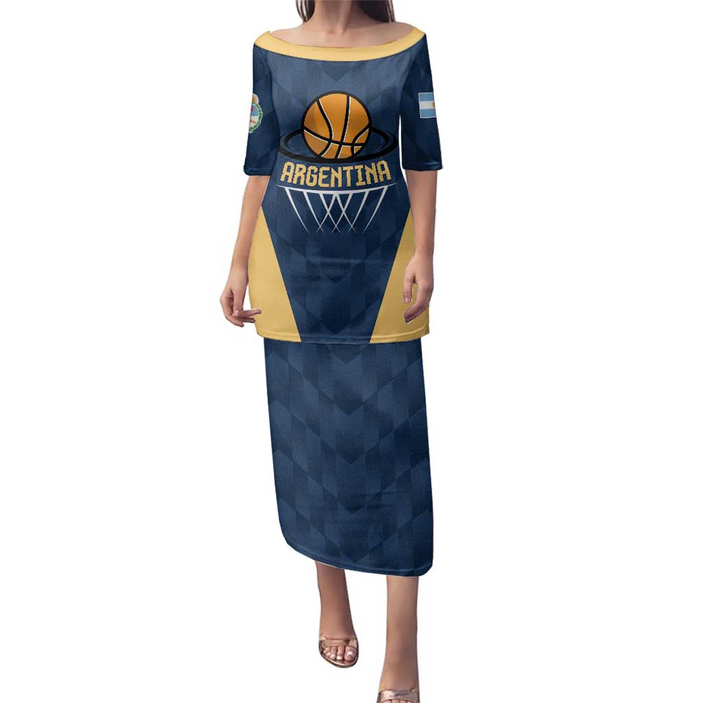 Argentina Basketball Custom Family Matching Puletasi and Hawaiian Shirt Go El Alma Argentina