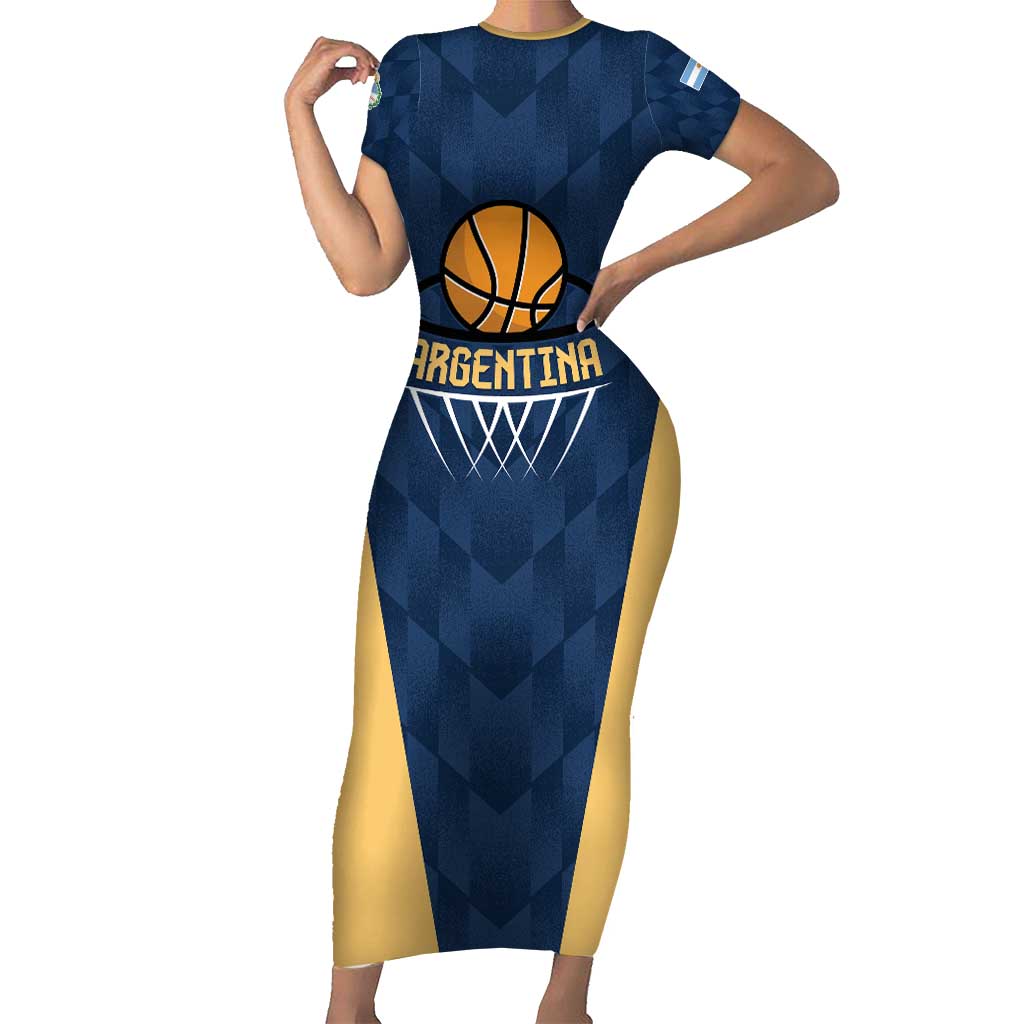 Argentina Basketball Custom Family Matching Short Sleeve Bodycon Dress and Hawaiian Shirt Go El Alma Argentina