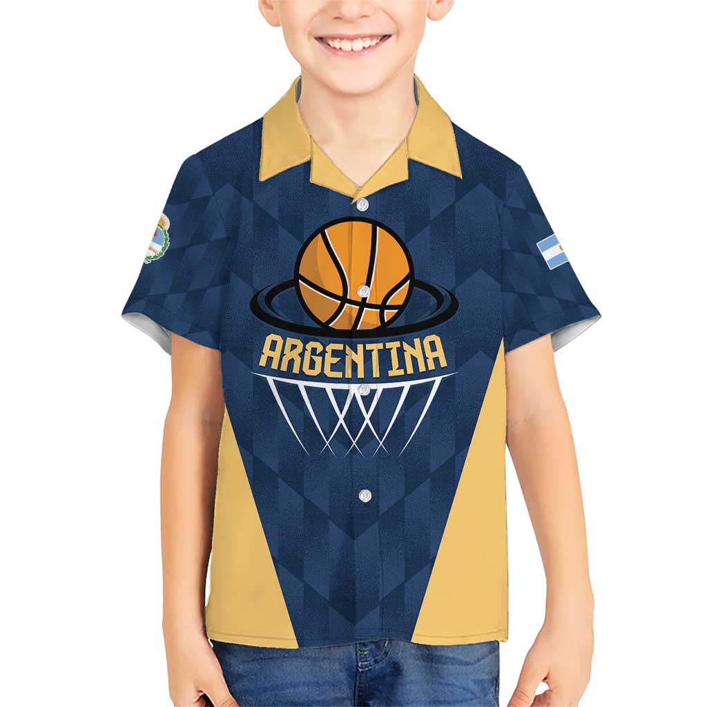 Argentina Basketball Custom Family Matching Short Sleeve Bodycon Dress and Hawaiian Shirt Go El Alma Argentina