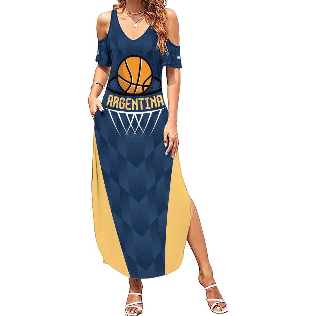 Argentina Basketball Custom Family Matching Summer Maxi Dress and Hawaiian Shirt Go El Alma Argentina