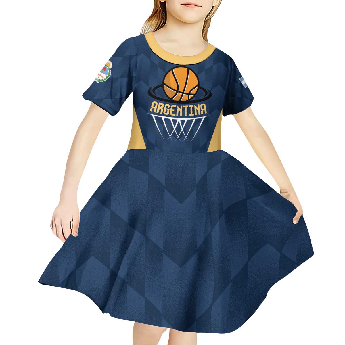 Argentina Basketball Custom Kid Short Sleeve Dress Go El Alma Argentina