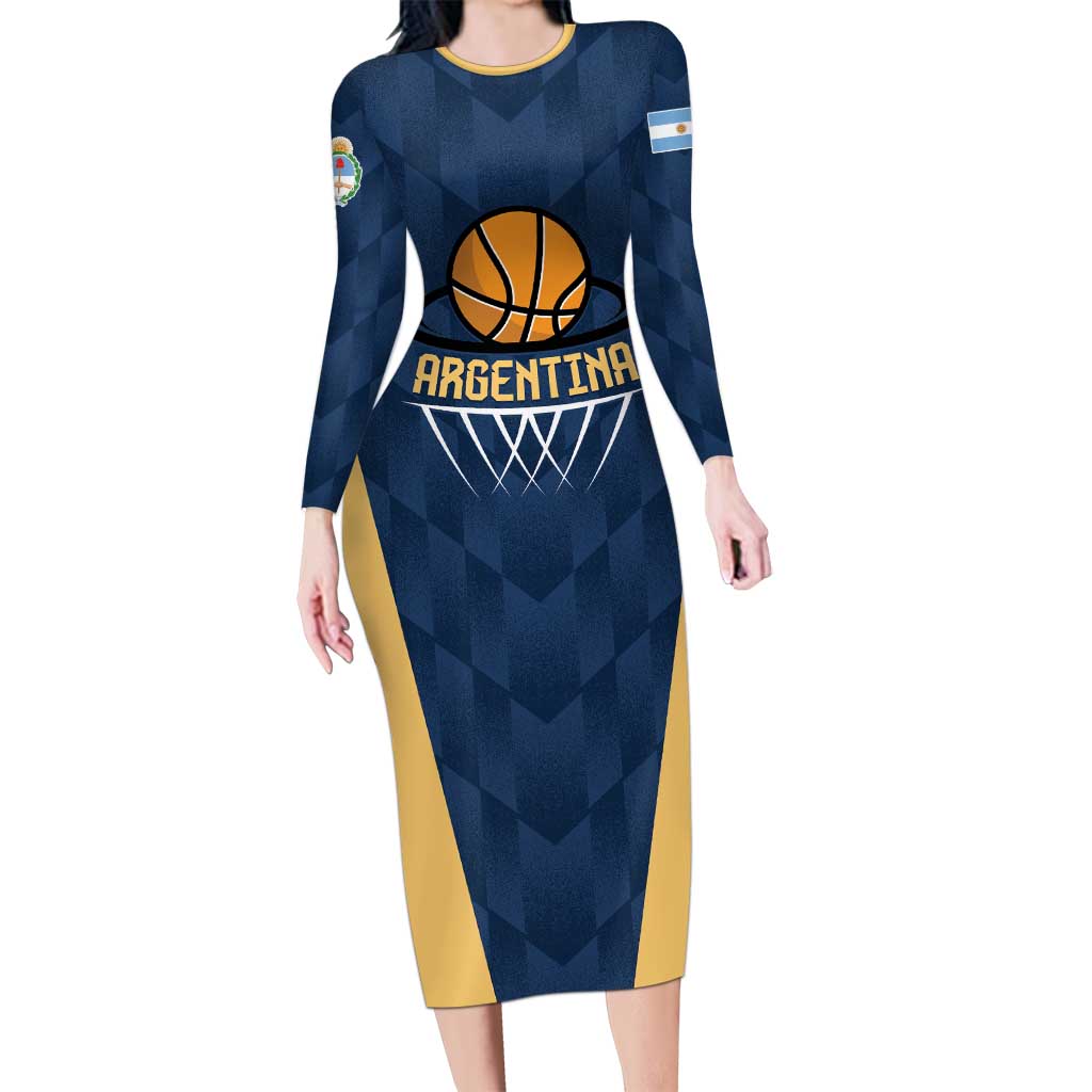 Argentina Basketball Custom Long Sleeve Bodycon Dress Go El Alma Argentina