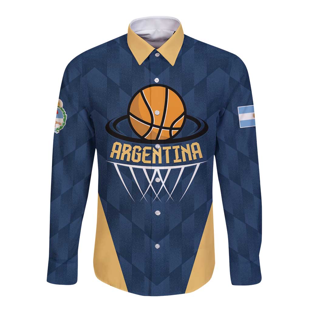 Argentina Basketball Custom Long Sleeve Button Shirt Go El Alma Argentina