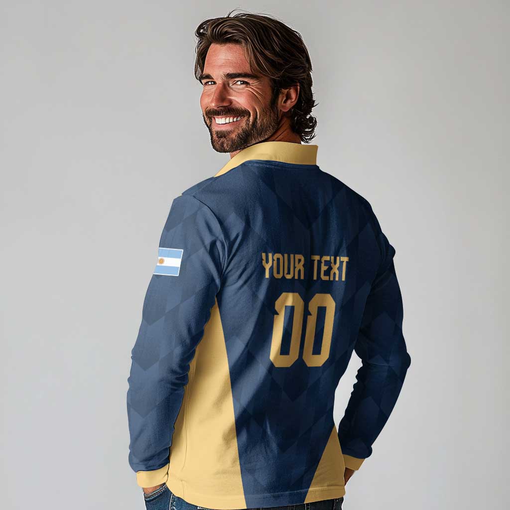 Argentina Basketball Custom Long Sleeve Polo Shirt Go El Alma Argentina