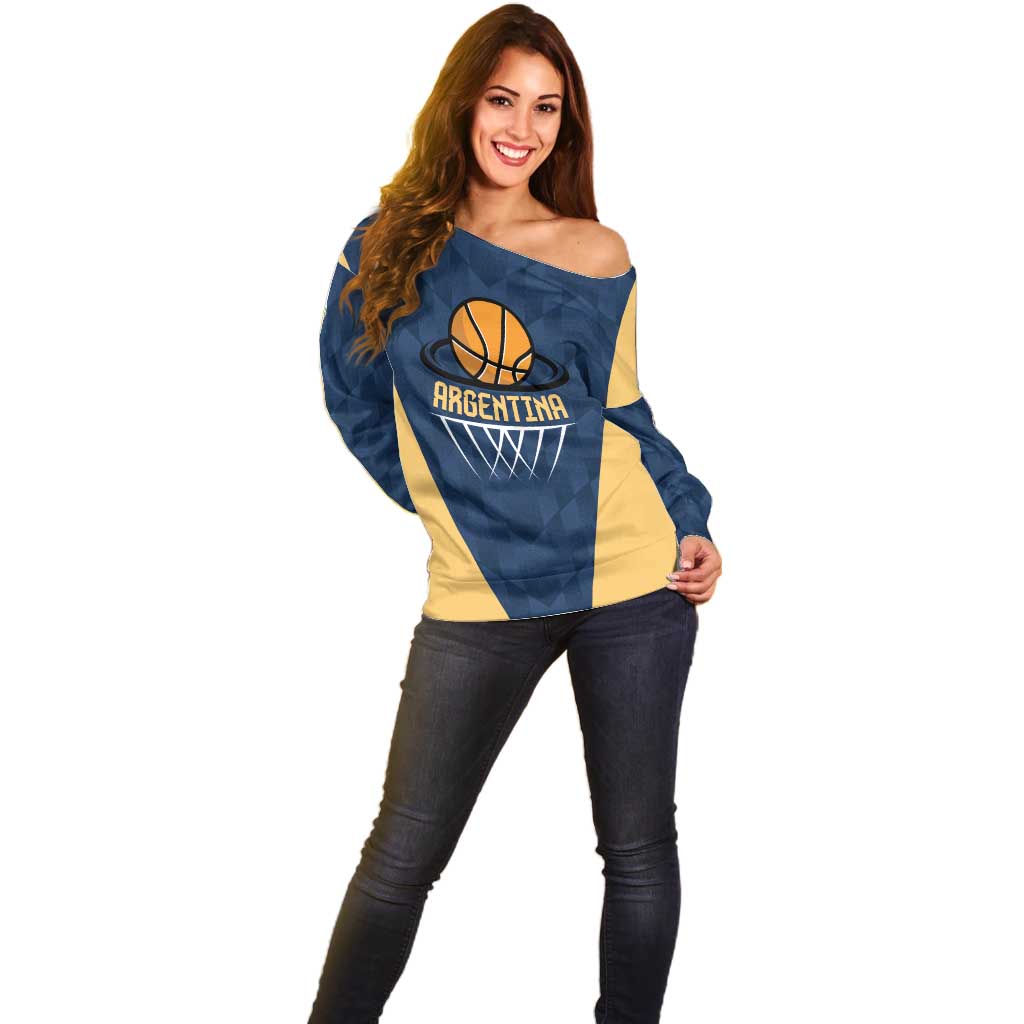Argentina Basketball Custom Off Shoulder Sweater Go El Alma Argentina