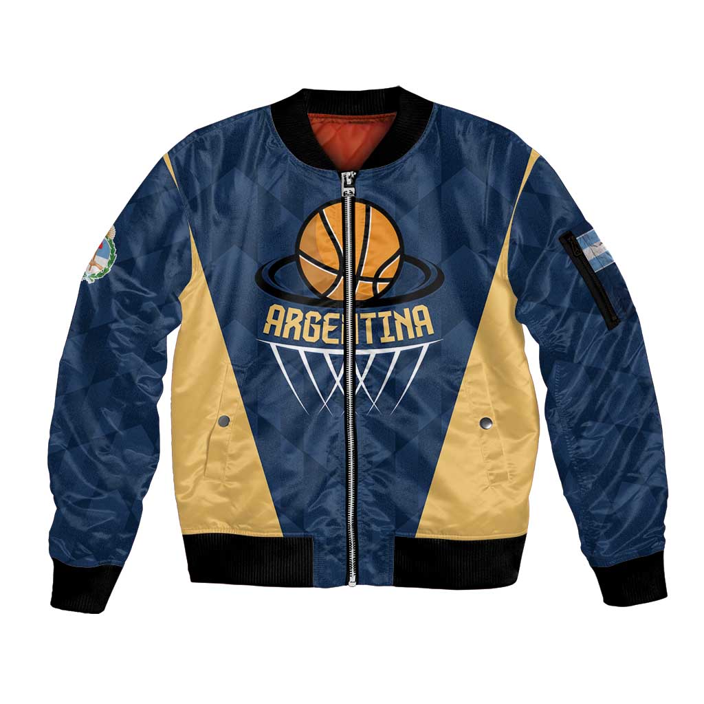Argentina Basketball Custom Sleeve Zip Bomber Jacket Go El Alma Argentina