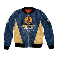 Argentina Basketball Custom Sleeve Zip Bomber Jacket Go El Alma Argentina