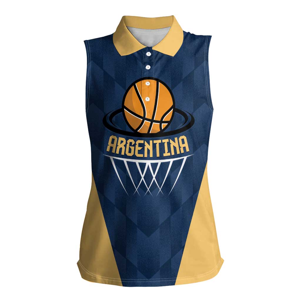 Argentina Basketball Custom Women Sleeveless Polo Shirt Go El Alma Argentina