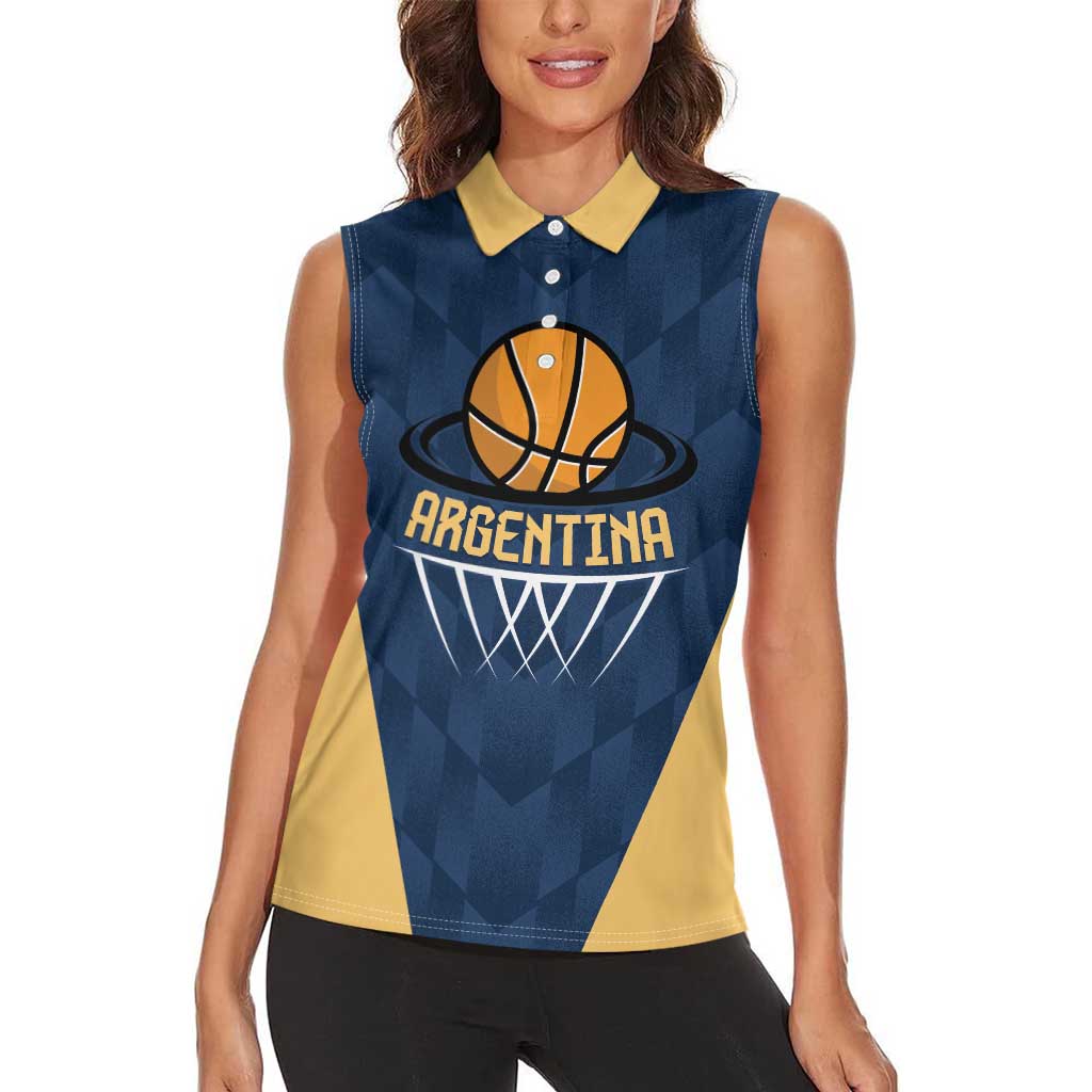 Argentina Basketball Custom Women Sleeveless Polo Shirt Go El Alma Argentina