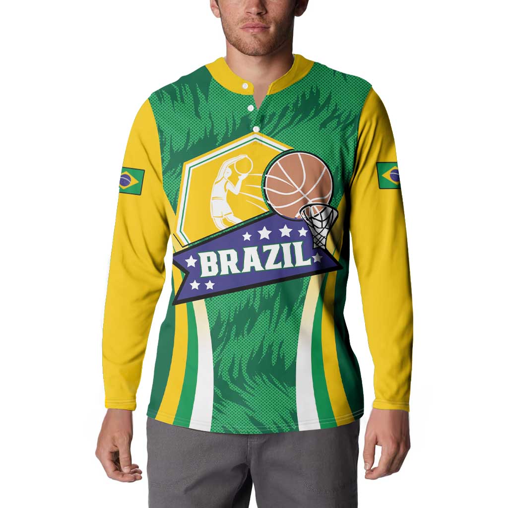 Brazil Basketball Custom Button Sweatshirt Come On Brasil Cariocas