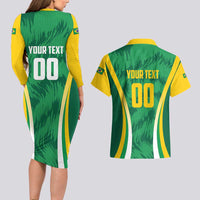 Brazil Basketball Custom Couples Matching Long Sleeve Bodycon Dress and Hawaiian Shirt Come On Brasil Cariocas