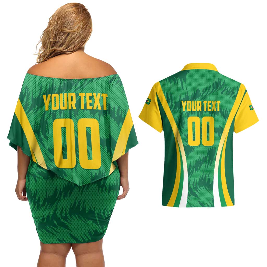 Brazil Basketball Custom Couples Matching Off Shoulder Short Dress and Hawaiian Shirt Come On Brasil Cariocas