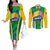 Brazil Basketball Custom Couples Matching Off The Shoulder Long Sleeve Dress and Long Sleeve Button Shirt Come On Brasil Cariocas
