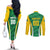 Brazil Basketball Custom Couples Matching Off The Shoulder Long Sleeve Dress and Long Sleeve Button Shirt Come On Brasil Cariocas