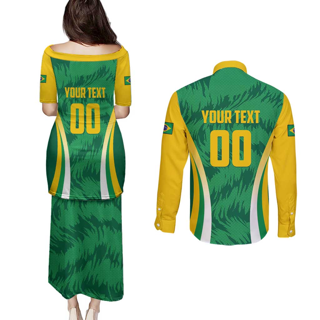 Brazil Basketball Custom Couples Matching Puletasi and Long Sleeve Button Shirt Come On Brasil Cariocas