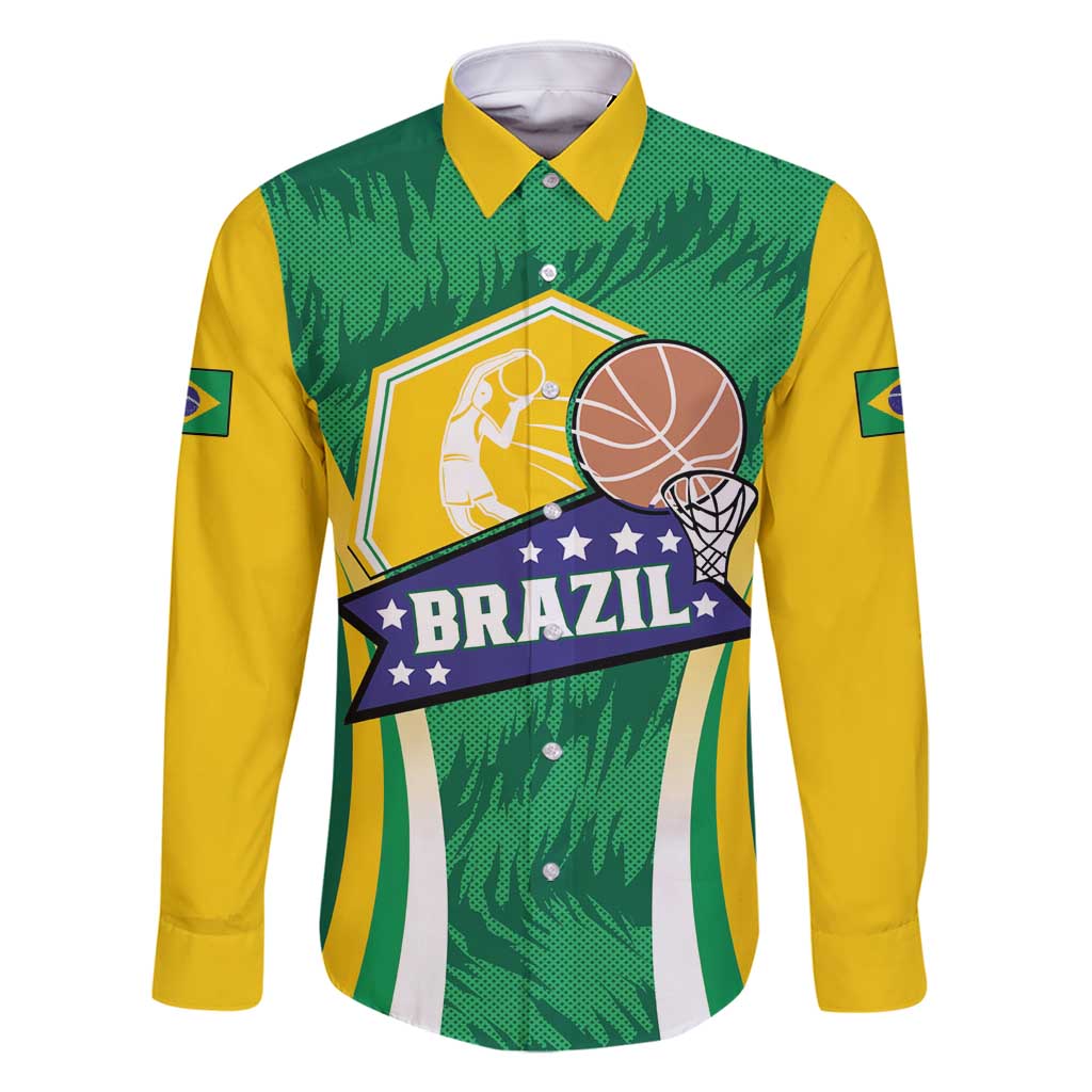 Brazil Basketball Custom Family Matching Long Sleeve Bodycon Dress and Hawaiian Shirt Come On Brasil Cariocas