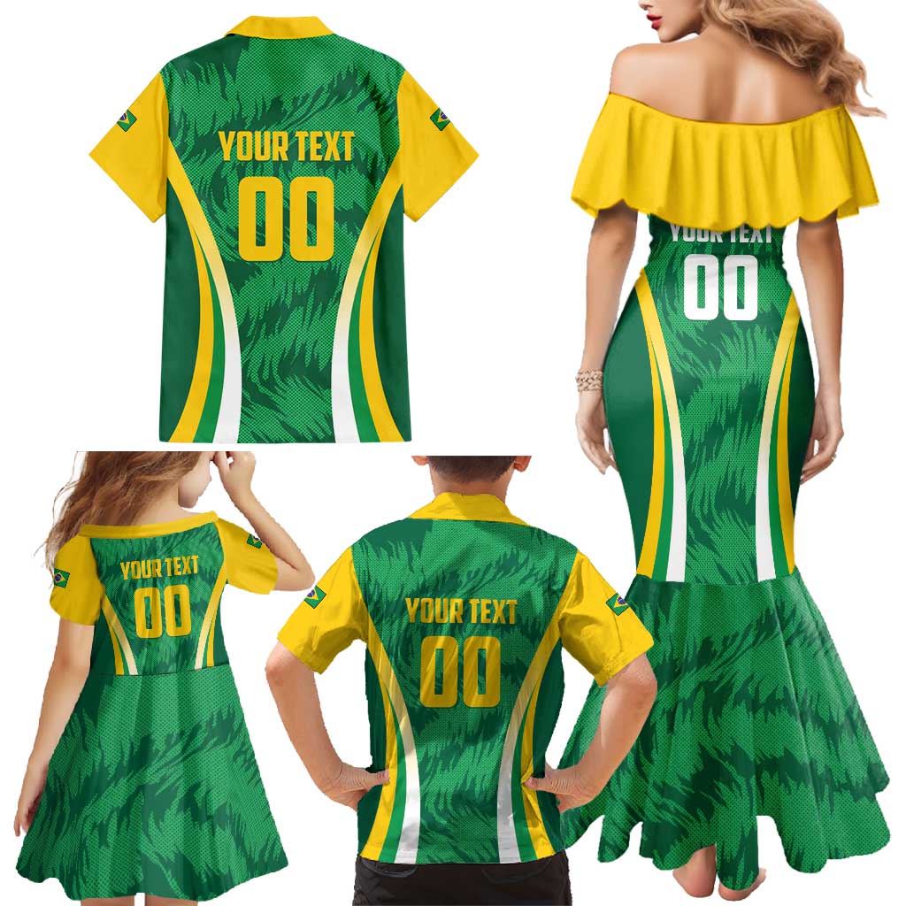 Brazil Basketball Custom Family Matching Mermaid Dress and Hawaiian Shirt Come On Brasil Cariocas