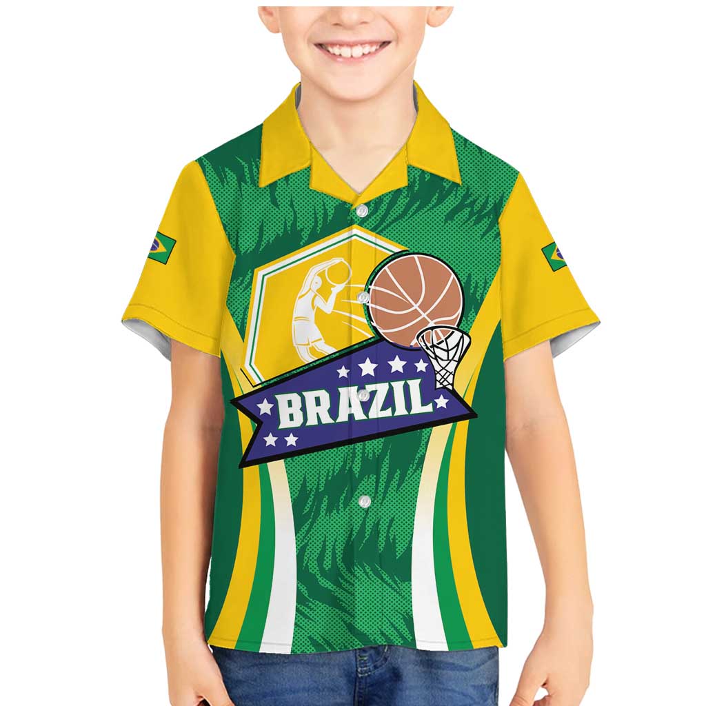 Brazil Basketball Custom Family Matching Mermaid Dress and Hawaiian Shirt Come On Brasil Cariocas