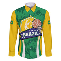 Brazil Basketball Custom Family Matching Off The Shoulder Long Sleeve Dress and Hawaiian Shirt Come On Brasil Cariocas
